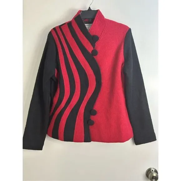 North Style EUC size M red / black wool jacket vintage - Picture 1 of 10